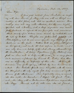 Letter from William Lloyd Garrison, Syracuse, [NY], to Helen Eliza Garrison, Feb. 12, 1857