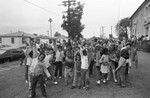 Students wave, Los Angeles, 1983