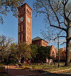 The 1886 Memorial Chapel building at Hampton University, a historially black university in Hampton, Virginia, one of the state's Tidewater-region cities at the place where the James River, Chesapeake Bay, and Atlantic Ocean converge