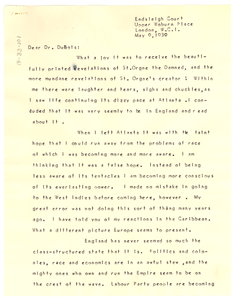 Letter from Ira de Augustine Reid to W. E. B. Du Bois