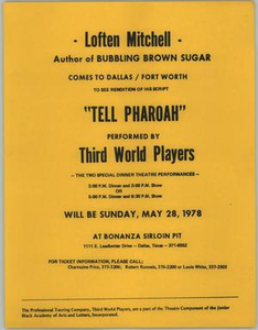 Flyer for Tell Pharaoh, May 28, 1978