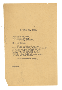 Letter from W. E. B. Du Bois to Geneva Sims