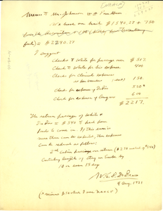 Memo from W. E. B. Du Bois to James Weldon Johnson