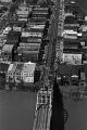 Aerial view of marchers on Broad Street and the Edmund Pettus Bridge in Selma, Alabama, on the first day of the Selma to Montgomery March.