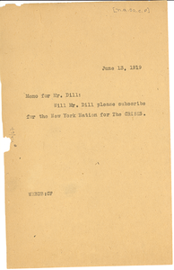 Memorandum from W. E. B. Du Bois to Augustus Granville Dill