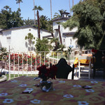 Berry Gordy's backyard in preparation for his house party, Los Angeles