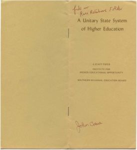 A Unitary State System of Higher Education, 1970