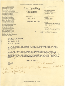 Letter from Mary B. Talbert to W. E. B. Du Bois