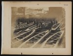 Yard at Alexandria, construction corps finishing portable bridge trusses