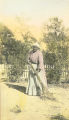 Lethe, an African American woman, sweeping in a dirt yard, probably in Furman, Alabama.