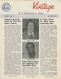 "Vintage," S. C. Commission on Aging, Volume 5, Number 5, November 1971