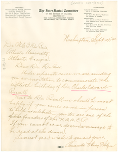 Letter from NAACP Inter-racial Committee to W. E. B. Du Bois