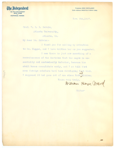 Letter from the Independent to W. E. B. Du Bois