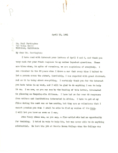 Letter from W. E. B. Du Bois to Paul Partington