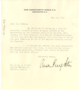 Letter from Anson Phelps Stokes to W. E. B. Du Bois