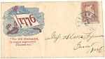 [Civil War envelope showing banner with "1776" and weapons, with message "'The old continentals, in ragged regiments faltered not]