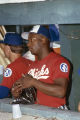 Thumbnail for Bo Jackson in the dugout during a game between the Memphis Chicks and Birmingham Barons at Rickwood Field in Birmingham, Alabama.