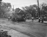 Crew using a Barber Greene paver at the intersection of North McDonough Street and East Jefferson Avenue in downtown Montgomery, Alabama.