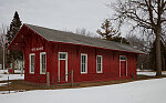 The tiny train depot in Steward, Illinois