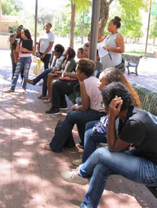 Women sitting on benches at BSE Training