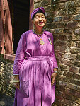 Historic reenactor Gloria Barr Ford, who delivers historic monologues outside the old slave (later sharecropper) cabins along "Slave Street" at the Boone Hall Planatation in Mount Pleasant, just above Charleston, South Carolina