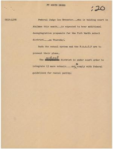 News Script: Fort Worth desegregation