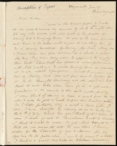 Thumbnail for Letter from Anne Warren Weston, Weymouth, [Mass.], to Deborah Weston, June 27, Wednesday night