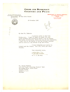 Letter from W. E. B. Du Bois to George Padmore