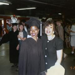 African American student and friend at 1995 graduation