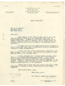 Letter from N.A.A.C.P. Cleveland Branch to W. E. B. Du Bois