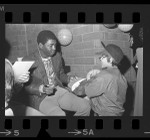 Dodgers coach Jim Gilliam signing autograph for Jesus Viramontes, Calif., 1971