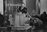 Martin Luther King, Jr., speaking to an audience at Maggie Street Baptist Church in Montgomery, Alabama.