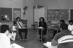 Career Day participants in a classroom, Los Angeles, 1985