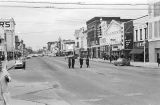 Marchers on the sidewalk on Broad Street in Selma, Alabama, headed toward the the Edmund Pettus Bridge on Bloody Sunday.