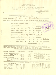 Fisk University school expenses