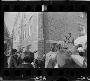 Brandeis Afro-American student addresses gathering asking them to start picketing