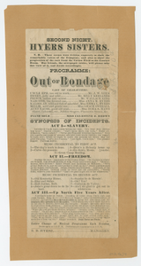 Broadside for the musical drama "Out of Bondage"