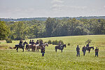 Scene during one of several battle re-enactments, held each American Independence Day Weekend, of the decisive 1863 Battle of Gettysburg in Pennsylvania, which turned the tide of the American Civil War against the Confederacy