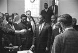 Martin Luther King, Jr., being interviewed at Tabernacle Baptist Church in Selma, Alabama.