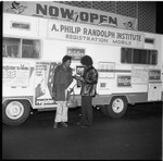 A. Phillip Randolph Institute member registering a voter, Los Angeles, 1973