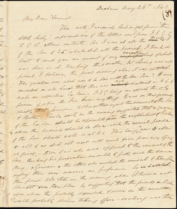 Letter from Edmund Quincy, Dedham, [Mass.], to Maria Weston Chapman, May 25th, 1843