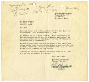 Letter from Robert Aguilar, Jr., to John J. Herrera - 1950-07-20