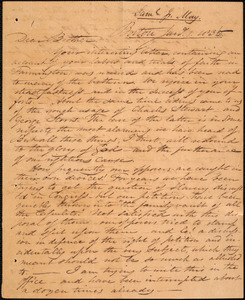 Letter from Samuel Joseph May, Boston, to Amos Augustus Phelps, Jan. 1. 183[6]