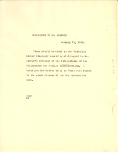 Memorandum from W. E. B. Du Bois to James Weldon Johnson