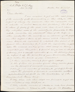 Copy of letter from Amos Augustus Phelps, Boston, to Samuel Joseph May, Nov 15. 1837