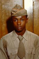 Garrison-capped African American serviceman