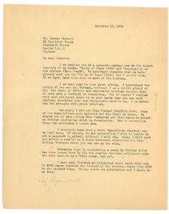 Letter from W. E. B. Du Bois to George Padmore