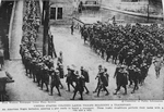 United States colored labor troops boarding a transport; An American Negro battalion entering a pier ready to board a transport