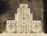 Photograph of architect's schematic of the Fisk University Library building, circa 1929