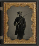 [Sergeant John E. Barlow of 2nd Co. M, 1st Mississippi Cavalry Regiment with sword and revolver]